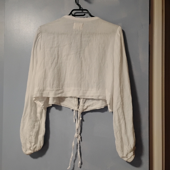 BOHEME The Tie Top In White Linen 2 6-8 - Picture 5 of 5